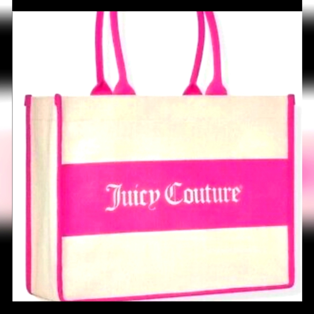 Juicy Couture Large Canvas Logo Tote Beach Bag, brand new!